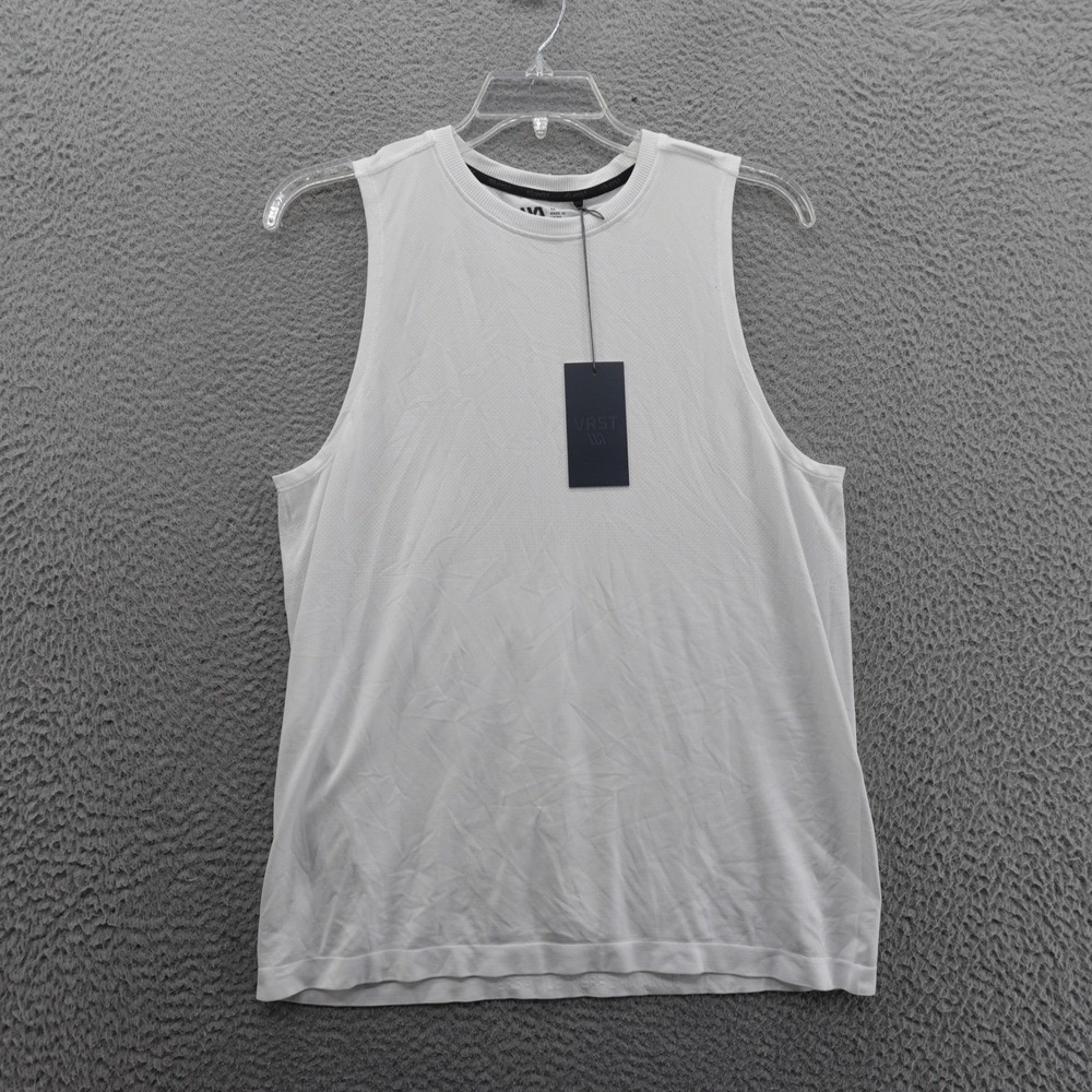 VRST Mens Circuit Seamless Tank Top Medium White Activewear Quick Dry‎ NEW